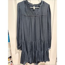 Long Sleeve Tiered Mini Dress in Slate Blue Size Medium