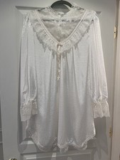Vintage Christian Dior Lace Peignoir Babydoll Nightgown White Romantic M