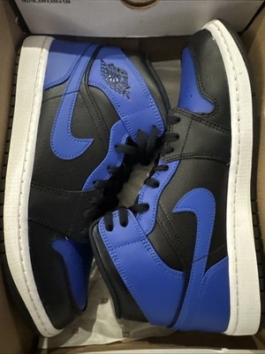 Nike Air Jordan 1 Mid Hyper Royal Black White Men s Sneaker Size 11 554724-077