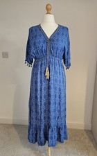 Made in Italy Blue Print Kaftan Long Summer Dress Size 12-14-16 Beach Cover Up
