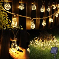 Solar Lichterkette AußEn 6,4M 16 GlüHbirnen Wetterfest Warmweiß Garten Deko