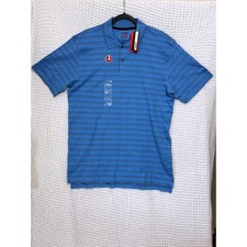 IZOD Performance Baselx Men's Blue Striped Polo Shirt L G Sun Control UPF 15