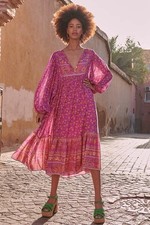 NWT Spell & The Gypsy Madame Peacock Boho Dress Boysenberry Pink Purple Maxi M