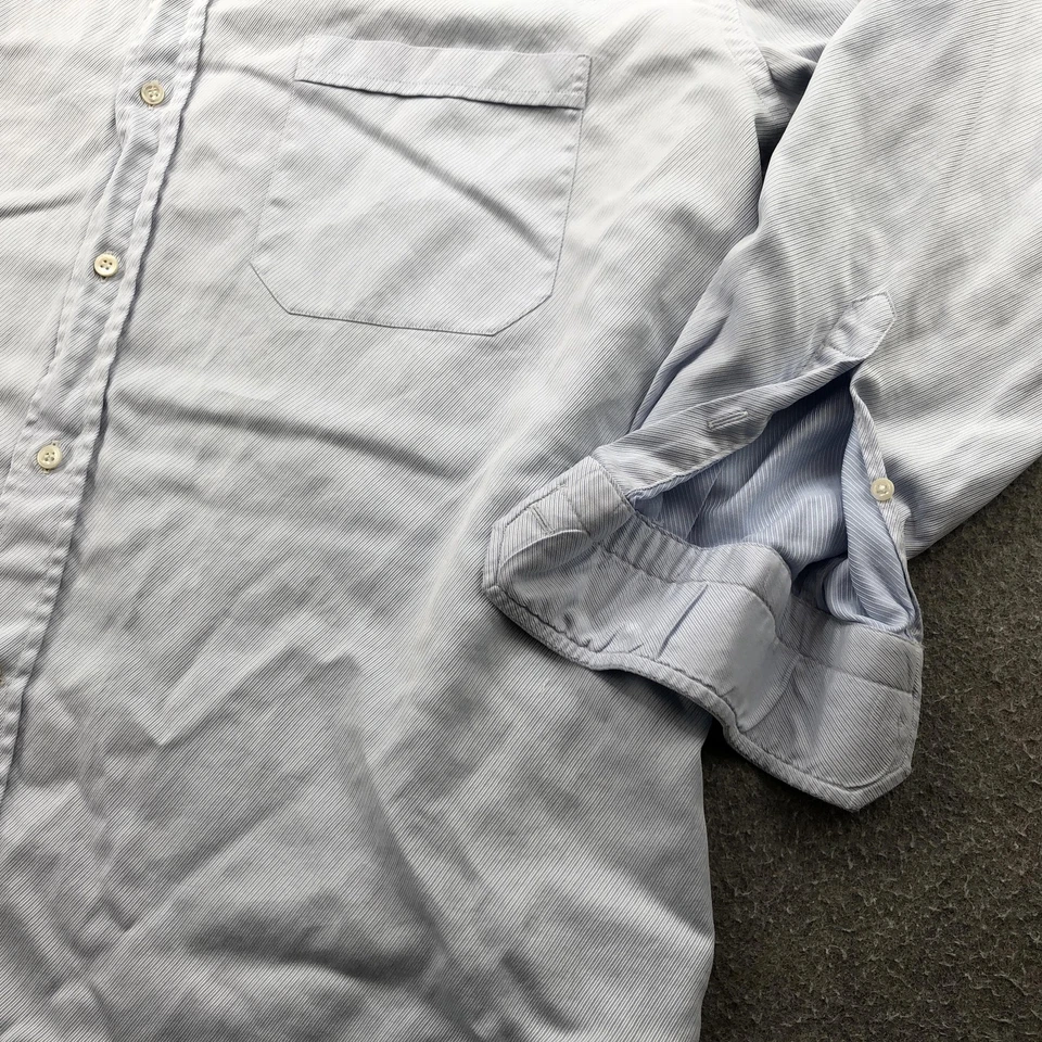 Canali Shirt Mens 2XL 17.5 44 Blue Made in Italy Long Sleeve French Cuff Dress - Image 3 of 4