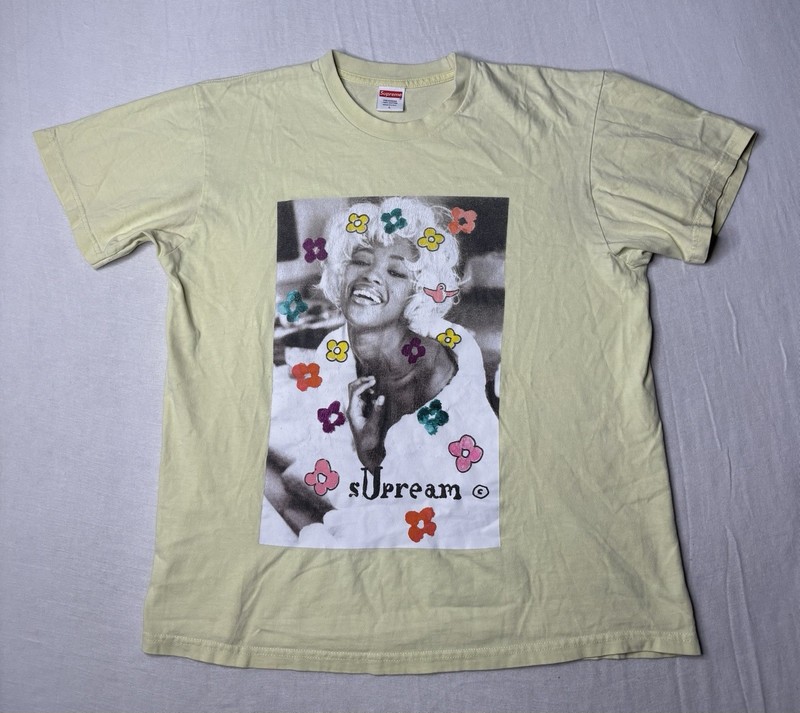 Supreme Naomi Tee Pale Yellow Size Large SS20 Gonz Box Logo Campbell