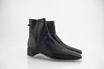 Stuart Weitzman Women Boot SZ 9.5 N Black Leather Square Toe Block Heel 90s Y2K