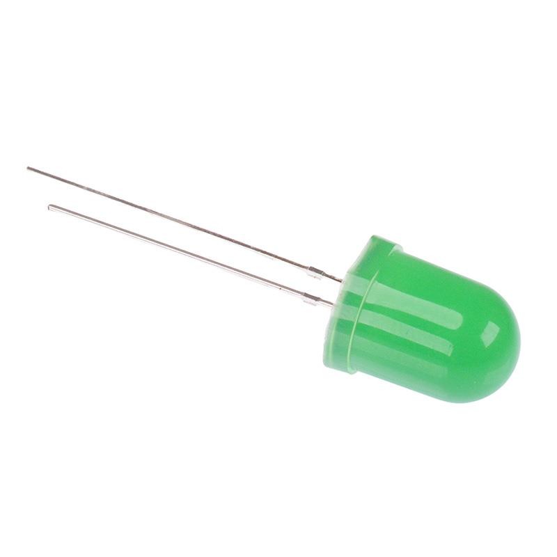 10 x Green 10mm Diffused Round LED 30° 100mcd