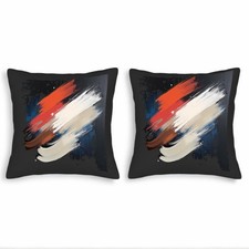 Set of 2 Decorative Throw Pillow Covers 18x18in-Bold Abstract Brushstroke Design