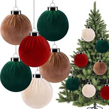 12 PCS Christmas Large Velvet Balls Ornaments 3.14In Red green