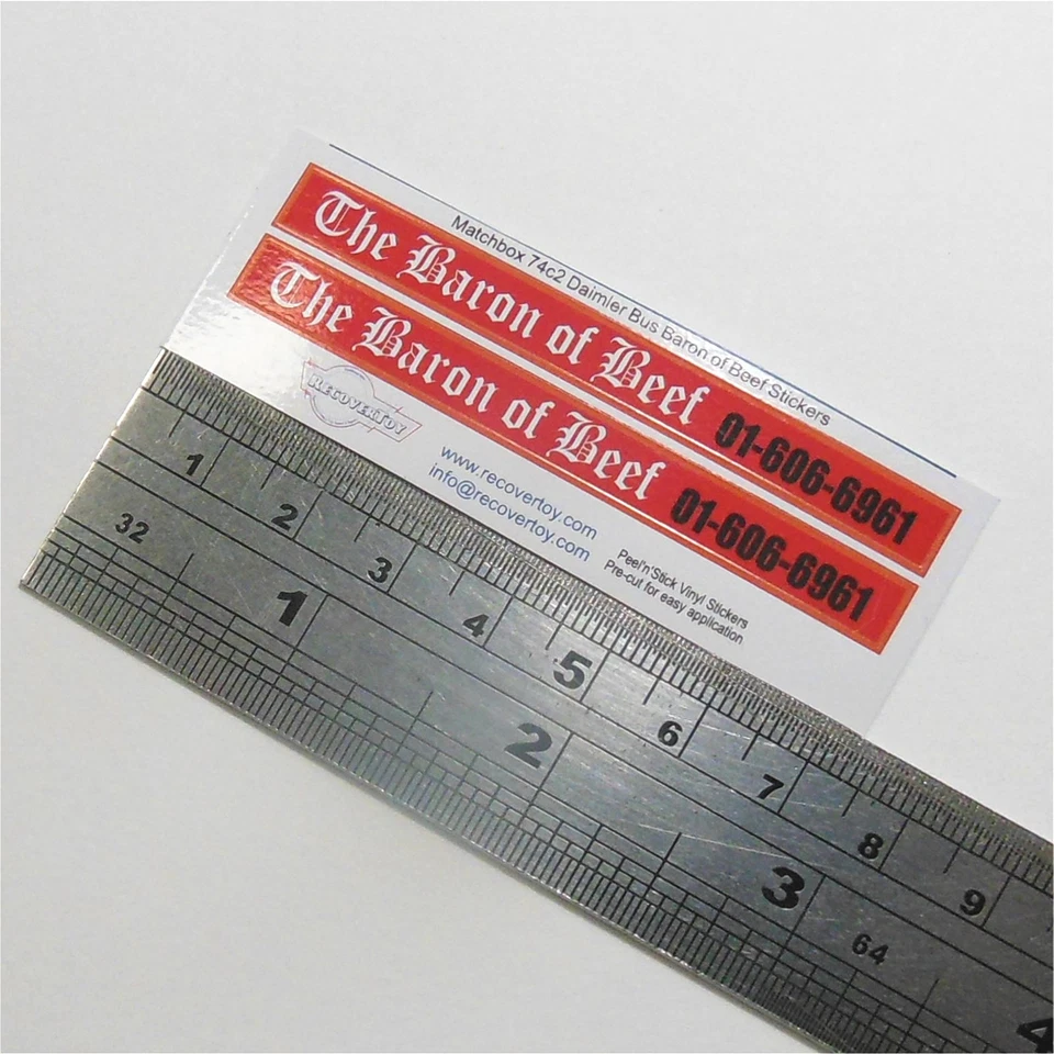 Matchbox Lesney 74c2 Daimler Bus Baron of Beef Sticker Set - Image 2 of 3