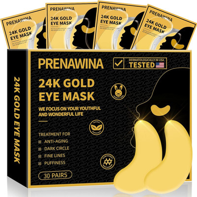Under Eye Patches for Puffy Eyes Treatment 30 Pairs, 24K Gold under Eye Masks fo