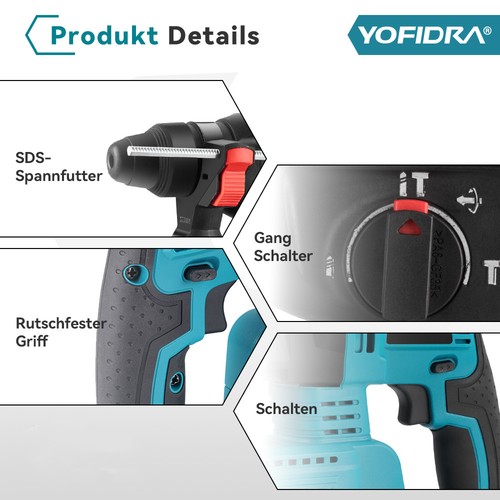 Trapano avvitatore a percussione a batteria SDS Plus utensile multifunzione - Foto 5 di 20