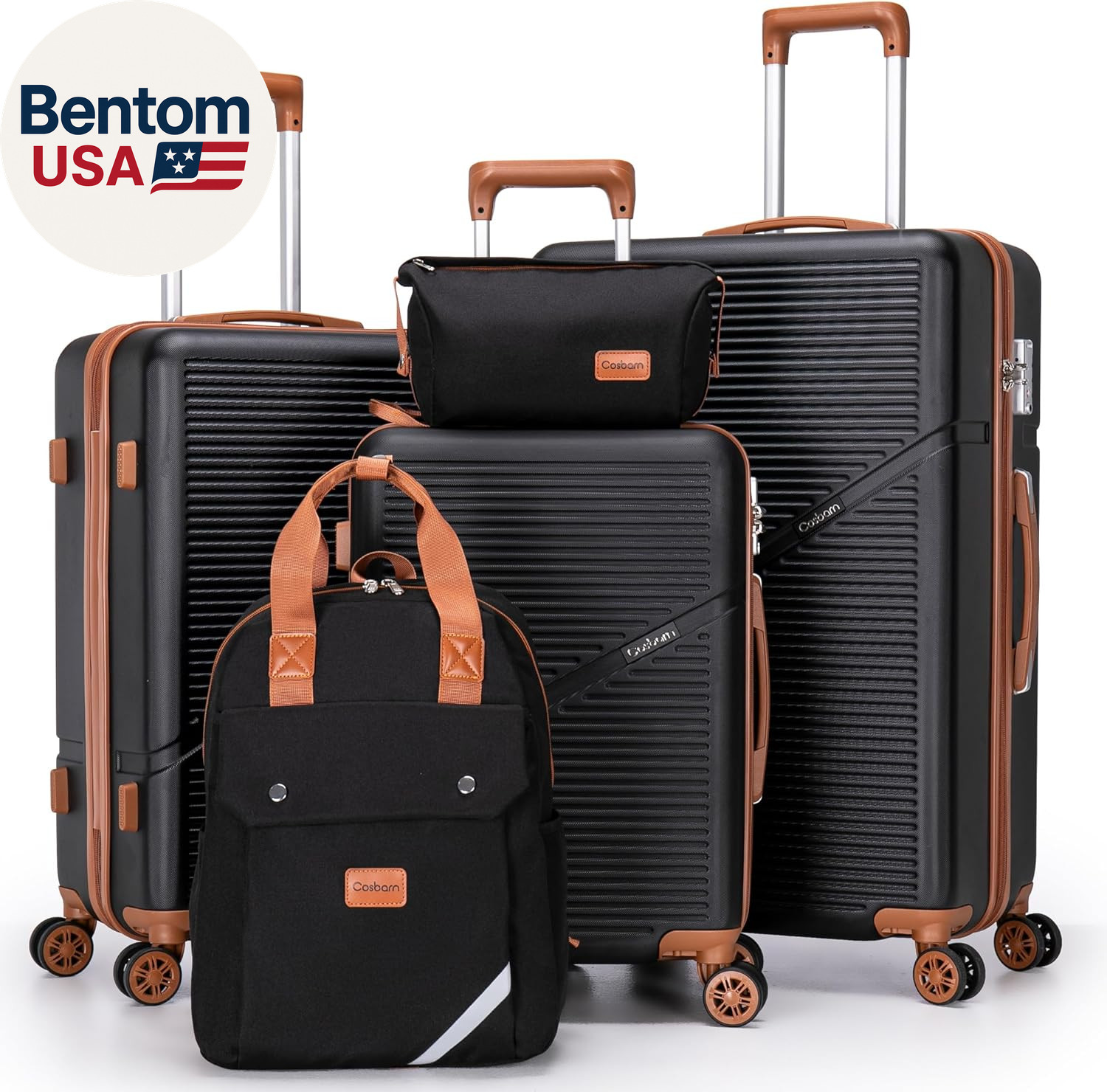 Sets 5 Piece Suitcases With Wheels, Suitcase Set Abs Hard Ca