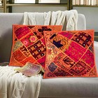 16" 2 BOHEMIAN BANJARA MIRROR KUTCH TRIBAL THROW FLOOR BED CUSHION PILLOW COVERS