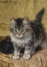 Henriette Ronner-Knip Cat 7x5 Art Print Victorian Style Tabby Kitten Painting 42