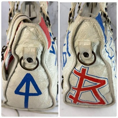 BALENCIAGA City Bag Graffiti Leather White Authentic From Japan | eBay