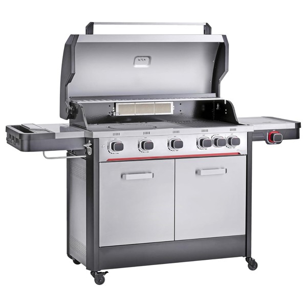 Gasgrill 5 Brenner Grillwagen Bbq Edelstahl Seitenkocher Grill Gas Silber Hamson-image
