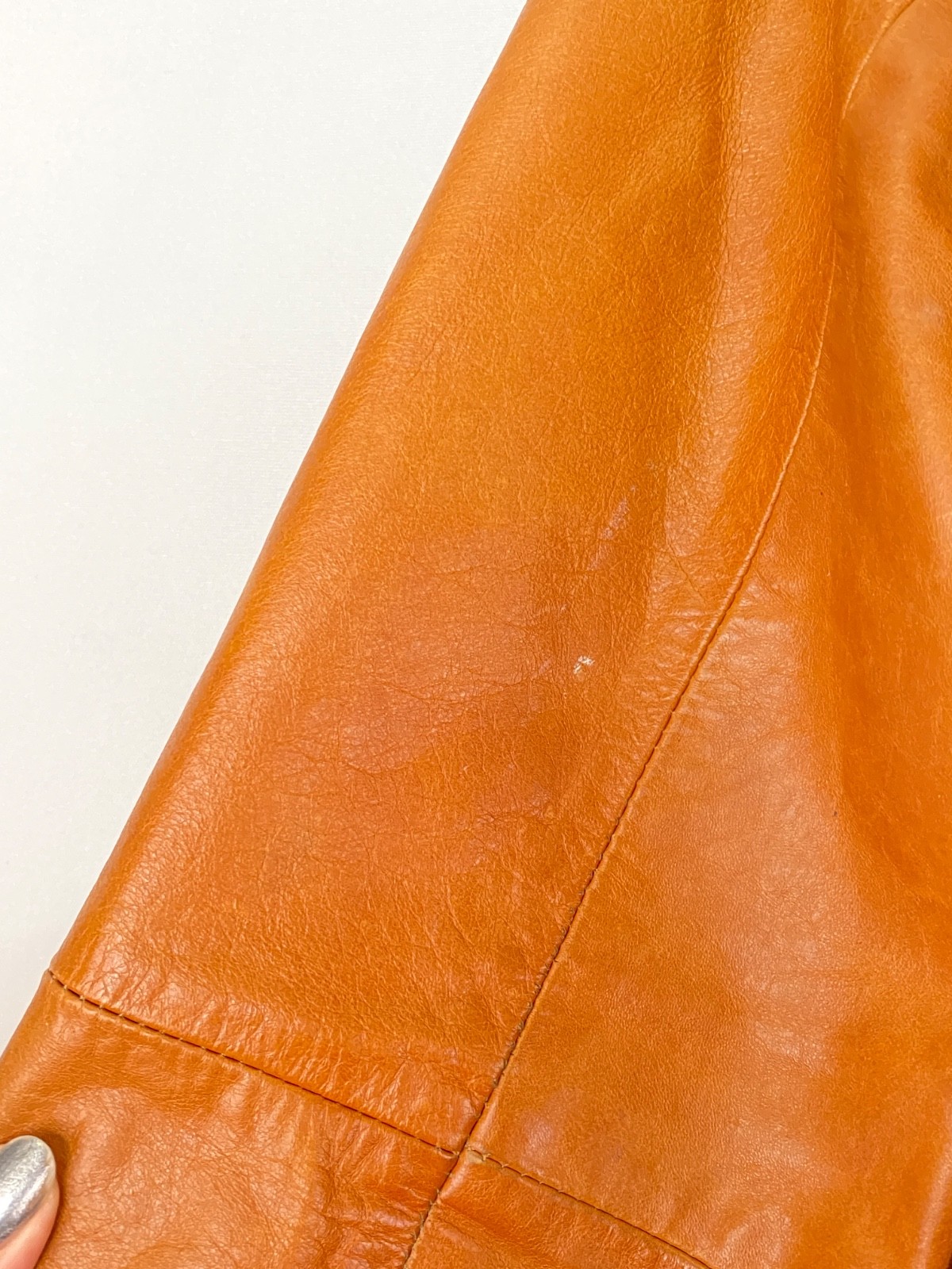 Vintage 1970s brown leather jacket caramel light … - image 11