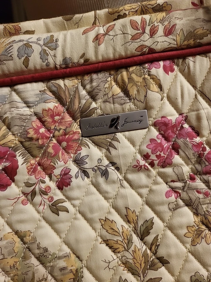 女士地毯流浪汉挂毯勃艮第花卉单肩包伊莎贝拉之旅 — 第 3/4 张图片