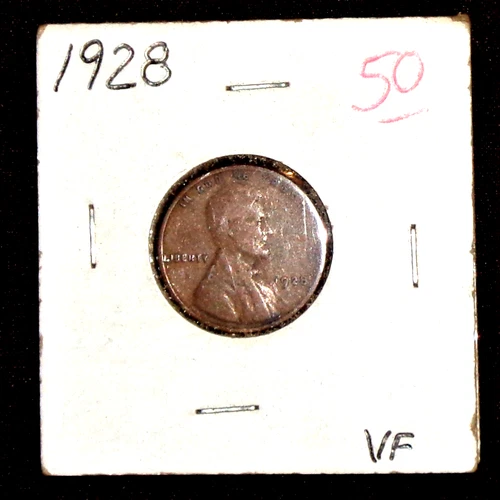 1928  CIRCULATED LINCOLN WHEAT-BACK PENNY - GRADES "VERY FINE"