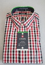 NWT Chaps Stain Release Dress Shirt Men's 17  32/33 Regular Fit Ruby Plaid