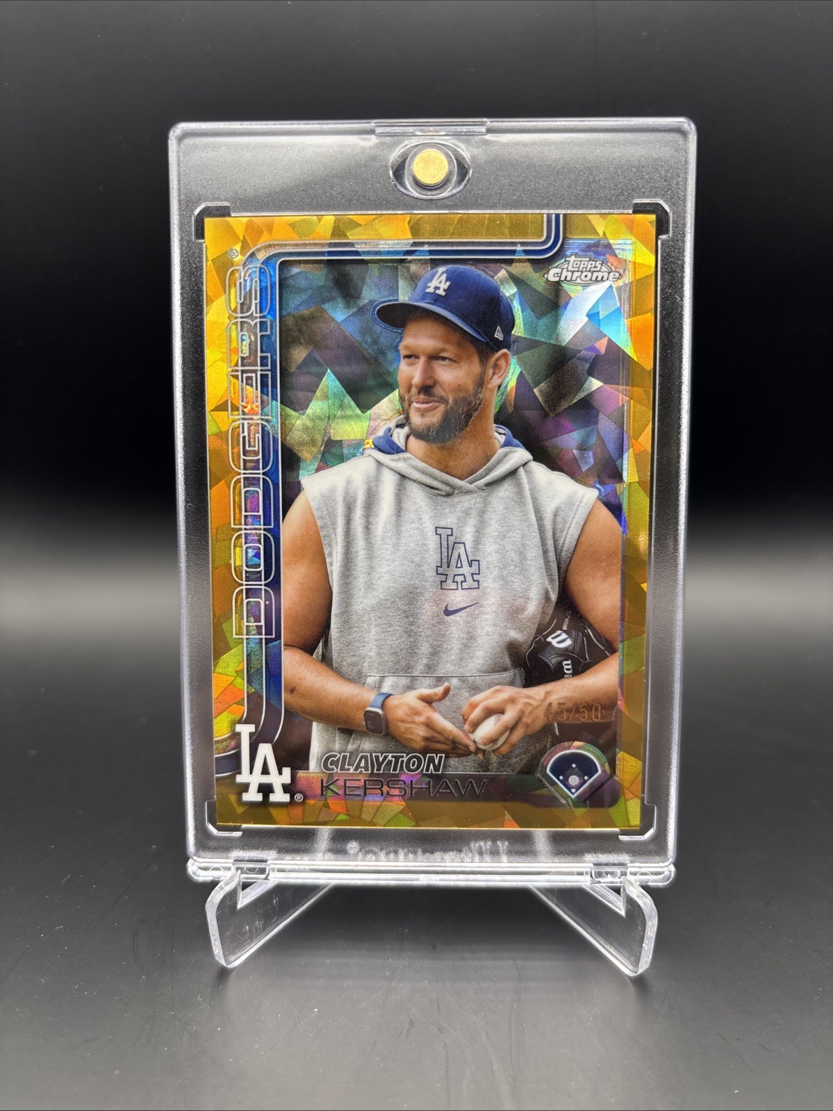 2025 Topps Chrome Sapphire Clayton Kershaw Image Variation Gold Refractor #22/50
