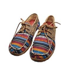 Twisted X Women s 7 Driving Mocs Boat Shoes Tan Multicolor Aztec Slip On