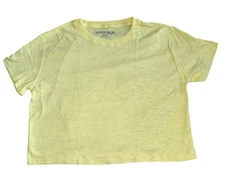 Katie J NYC Junior Women’s Cropped Round Neck Yellow Boxy Tee Shirt Size S