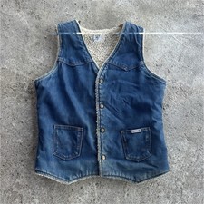 70s vintage rare Wrangler Vintage Denim Sherpa Lined Vest Blue Size M