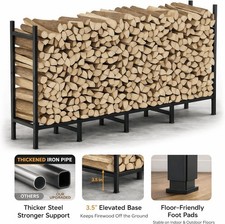 Fire Wood Log Rack for Fireplace Heavy Duty Metal Firewood Racks Storage Shelf++