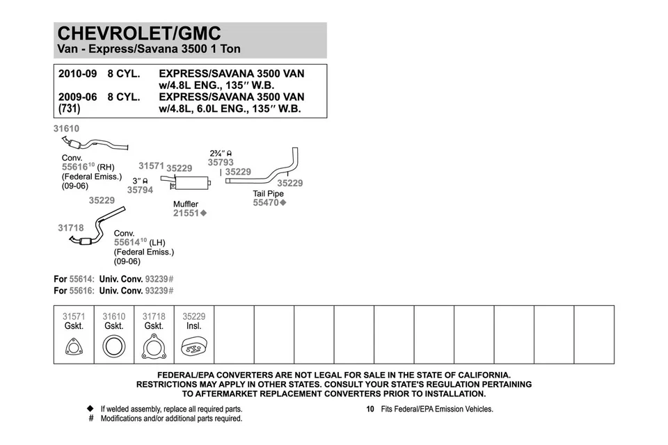 For Chevy Silverado 2500 HD 01-17 Exhaust Pipe Flange Gasket Perforated Metal w Foto 2 de 4