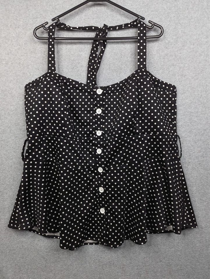City Chic Top Women L / 20 Black White Polka Dot Halter Neck Corset Sweet Spot