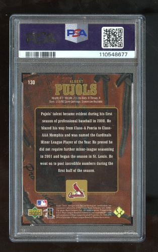 2001 U.D. Guante de oro # 130 Albert Pujols RC PSA 7 casi nuevo/500 - Imagen 2 de 2