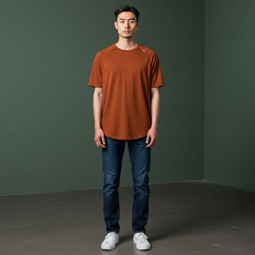 Lululemon Mens Athletic TShirt Rust Orange Short Sleeve Raglan Size S