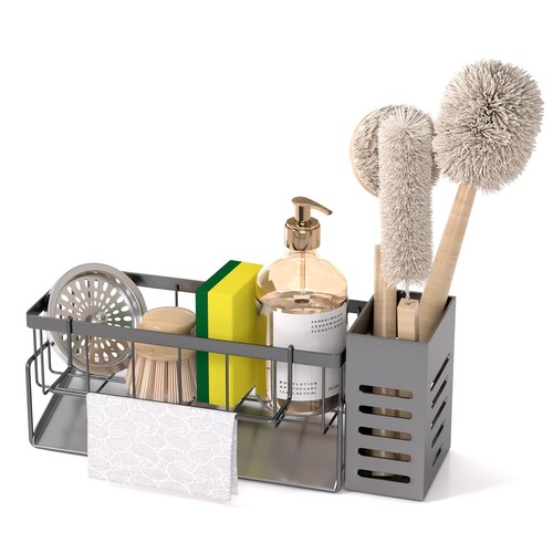 Kitchen Caddy Sink Organizer,Sponge Holder for Kitchen Sink,Dish Soap Dispens... - Picture 7 of 7