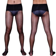 Men's Ultra Thin Sheer Shiny Pantyhose Stretch Nylon Stockings Tights Underwear