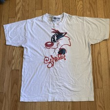 Vintage Looney Tunes T Shirt Sylvester Cat 1995 Warner Bros Single Stitch MEDIUM