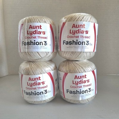 4 PACK! Aunt Lydia's Crochet Thread Fashion 3, Natural, 100% Mercerized Cotton