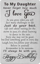 TANWIH Daughter Birthday Gifts Engraved Metal Birthday Card for Daughter Spe