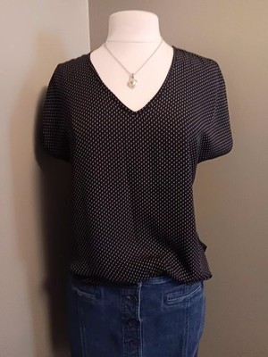 Philosophy Women's Black With White Polka Dot Shirt Size XS 
