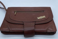 Vintage Creationi Hubert Cordovan Brown Leather Clutch Purse Wristlet 1970 s