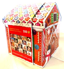 EUROGRAPHICS 550-PIECE GINGERBREAD HOUSE PUZZLE*NEW in Collectible Tin