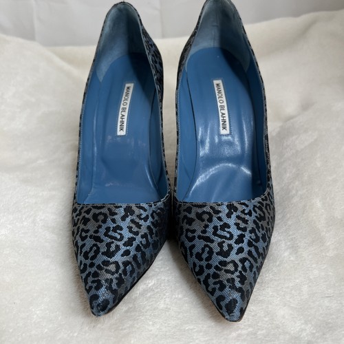 Manolo Blahnik Blue Pumps Leopard 41 Pumps - Picture 4 of 5