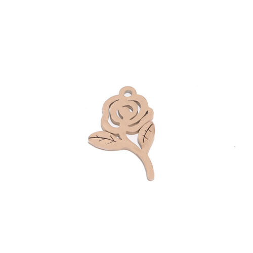 Wholesale Stainless Steel Rose Flower Pendents DIY Jewelry Making Charms 20pcs - Picture 3 of 8