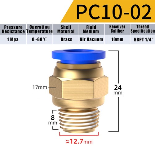Pneumatic Push In Fitting Air Water Pipe Connectors Hydraulic Push Fit 4/6~16 mm - Picture 238 of 254