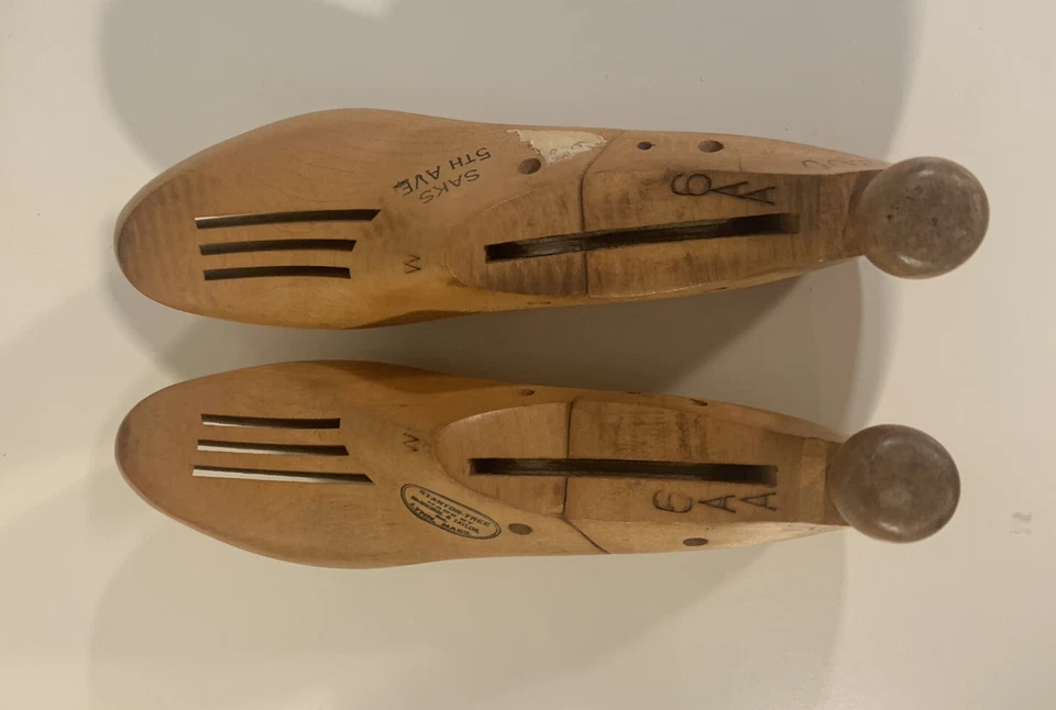 Vtg Vented Wood Shoe Forms Stanton-Tree McNichol & Taylor Sz 6AA-Saks 5th Av NYC - Image 4 of 4