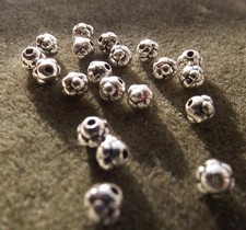 SPACER BEAD 5X4 MM SILVER PLATED, ANTIQUE BEADED RONDELLE 30 PIECES