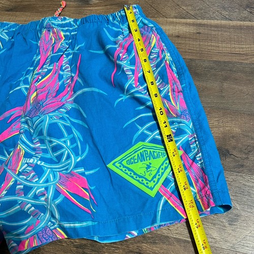 VTG 90'S OP OCEAN Pacific Swim Trunks Shorts Men Size XL Blue Tree Vintage - Picture 10 of 11