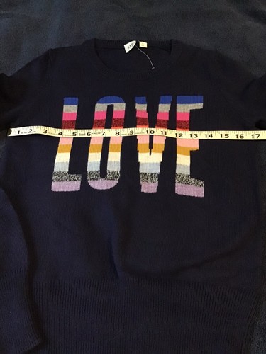 Gap NWT Unisex navy blue sweater with rainbow colored ‘LOVE’ on front XS - Picture 6 of 9