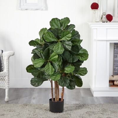 3.5  Fiddle Leaf Artificial Tree w/Wooden Trunk Home Decor. Retail $99